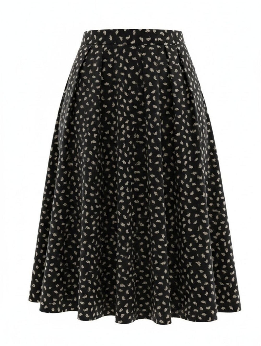 Source Unknown Black Skirt with Cream Floral Print